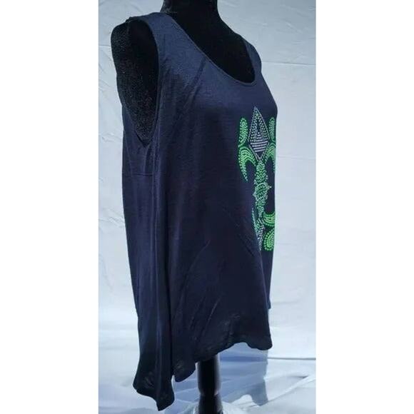 Rock 47 Blue Green Tank Top Shirt Women's Medium - Picture 2 of 4